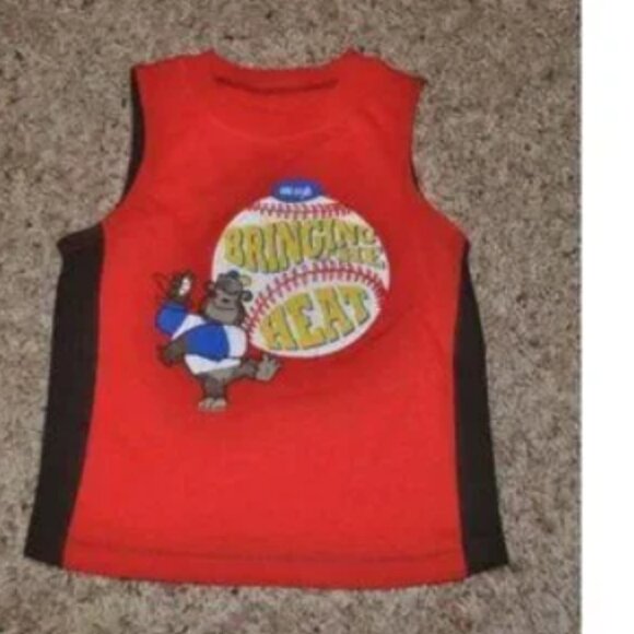 Boys 4 Pc Summer Set 12 mths Baseball Short Sleeve Shirt, Tanks & Shorts - Picture 4 of 5